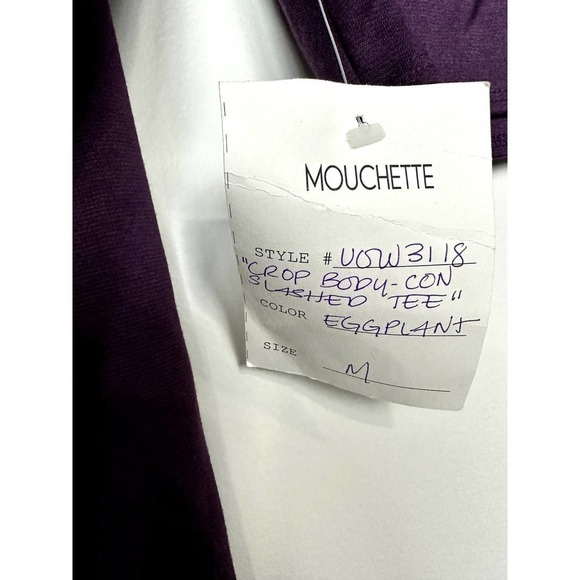 Urban Outfitter Mouchette NWT Crop Bodycon Slashed Tee Tops Eggplant Size Medium - Picture 4 of 4